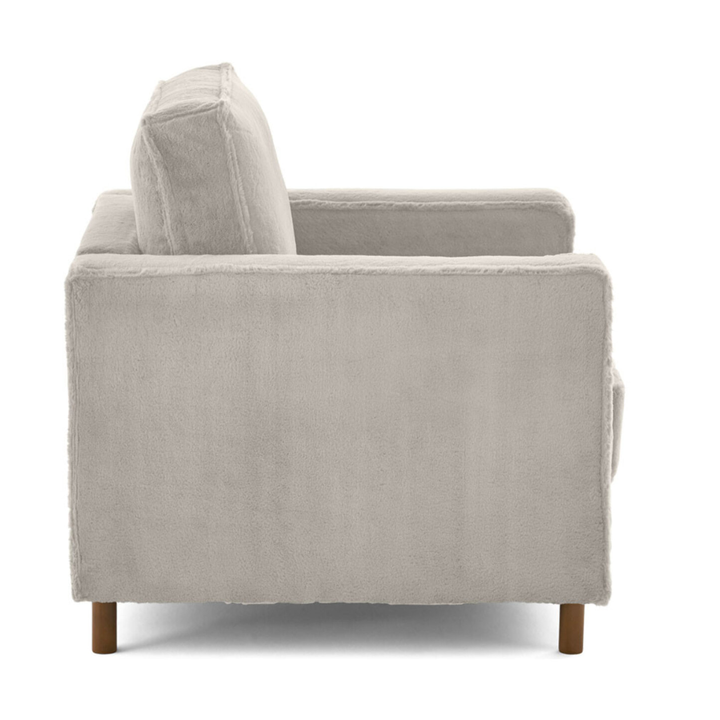 Jake - fauteuil en fausse fourrure - pieds en bois foncé - Gris clair