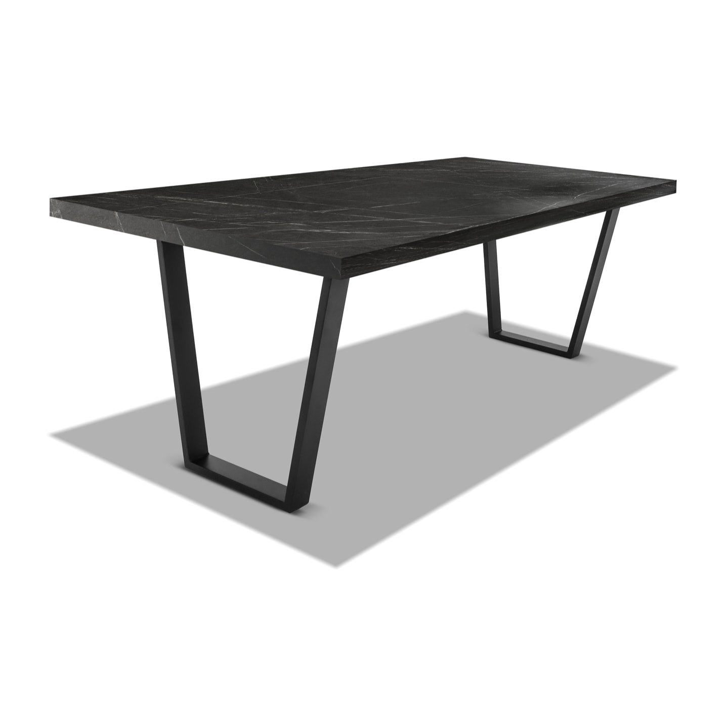 Tavolo da pranzo in legno e metallo con piedi trapezoidali neri - 220x100 cm