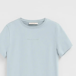 Camiseta azul claro de manga corta y corte recto con logo engomado Polo Club