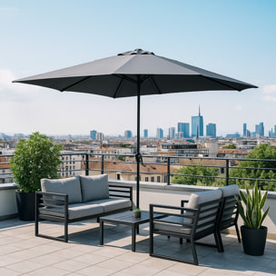 Parasol droit rond Ø 3 m gris PORTO