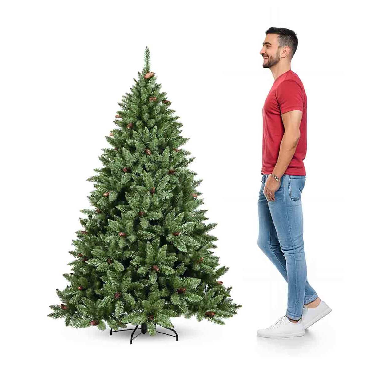 Boemia - Albero di Natale con pigne in PVC ø94x150H cm, 472 rami