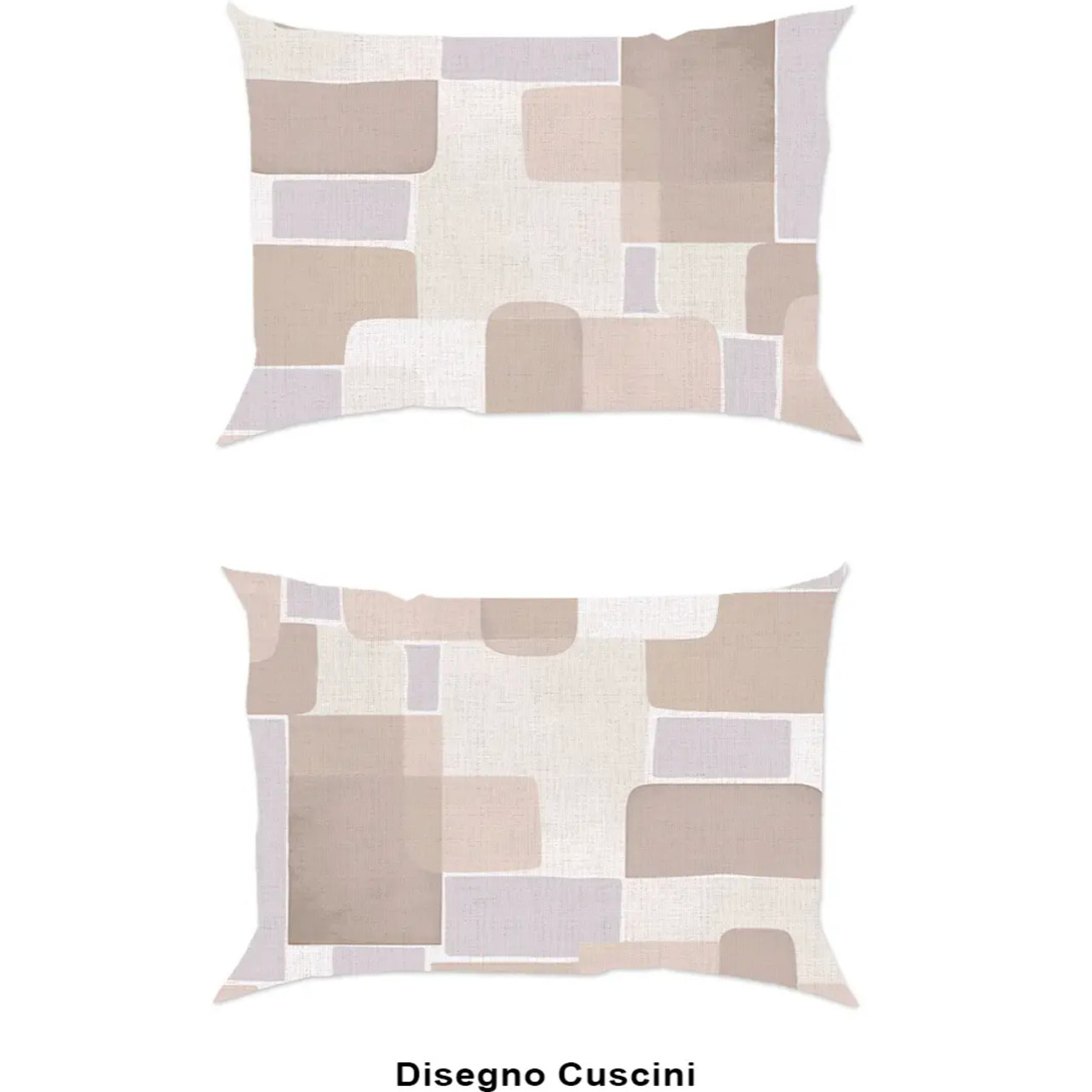 Coppia Federe per cuscini letto BRICK BEIGE 100% Cotone e Made in Italy a quadri geometrico