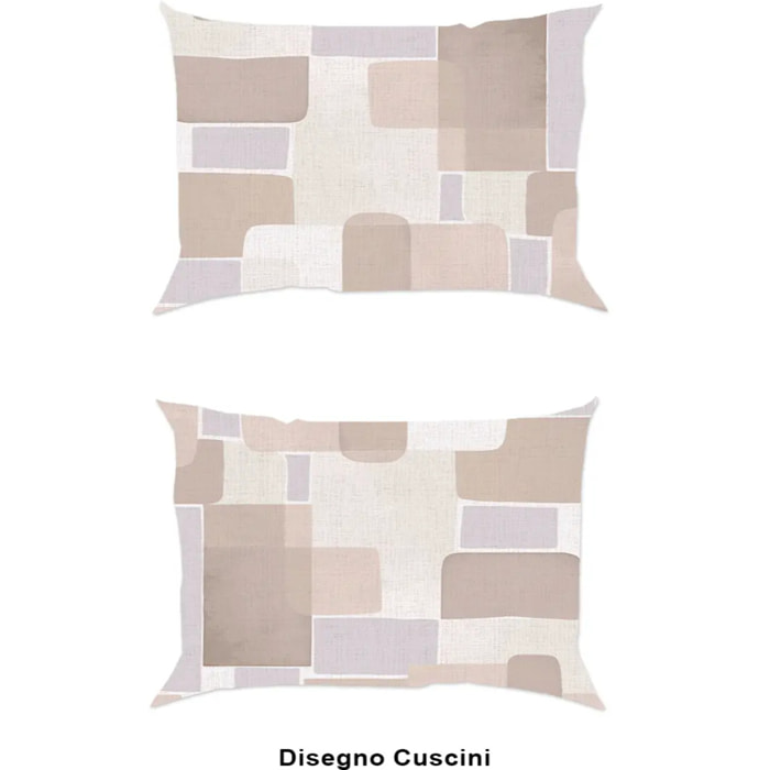 Coppia Federe per cuscini letto BRICK BEIGE 100% Cotone e Made in Italy a quadri geometrico