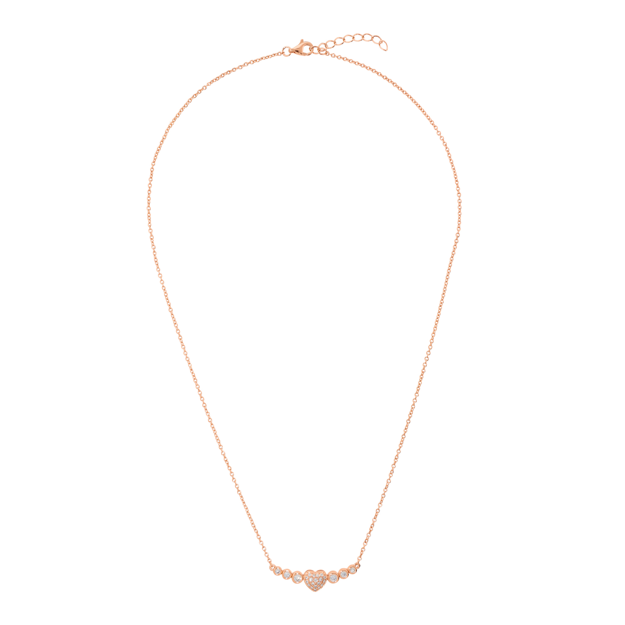 Collana Cuore con Pavé e Punti Luce in Cubic Zirconia