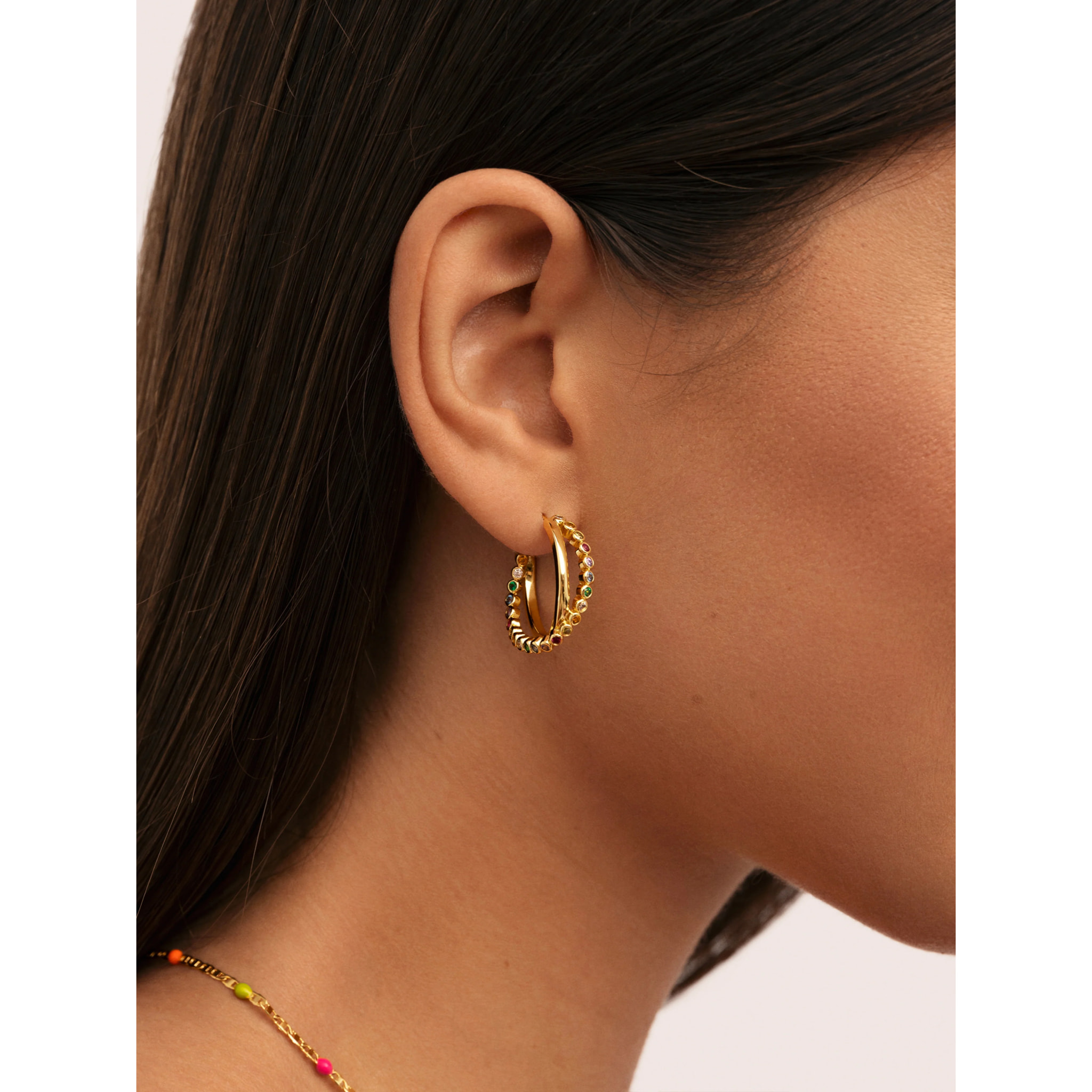 Pendientes Orbit Cross Baño Oro