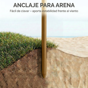 Sombrilla de Playa con Flecos de Paja Ø178 cm, Sombrilla de Terraza Exterior con Inclinación, Altura Ajustable, UV50+, Bolsa de Transporte, Anclaje de Arena, Marrón Claro