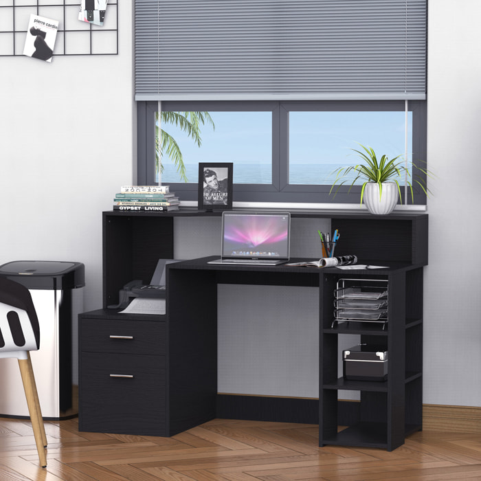 Bureau Informatique multimédia Design Multi-rangements 137 L x 55 l x 92 H cm noir