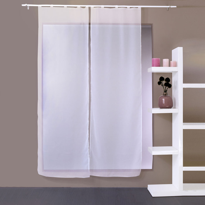 Paire de petits voilages droits à 5 passants - Blanc