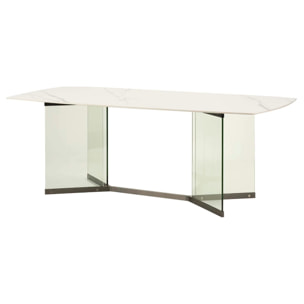 Mesa Comedor Marmol Cristal Nakin 200x100x75 Cm