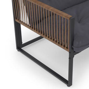 Salon de jardin Ozéa 2 places gris et cordage