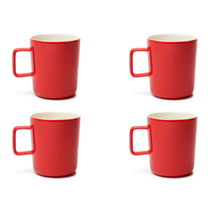 Set 4 Mug Excelsa – Nordic Trendy, Porcellana Rosso