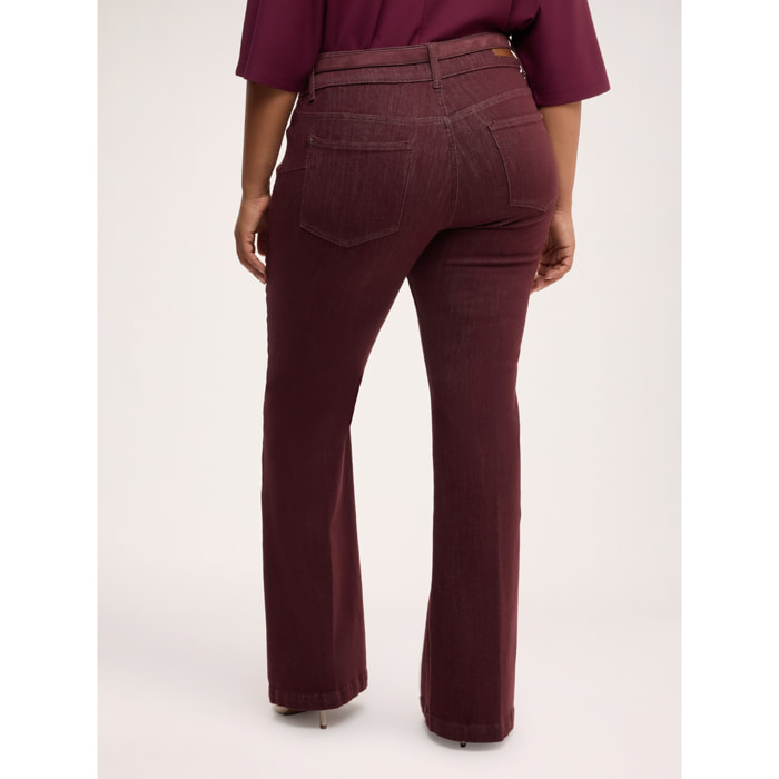 Fiorella Rubino - Jeans acampanados con cinturón - Burgundy
