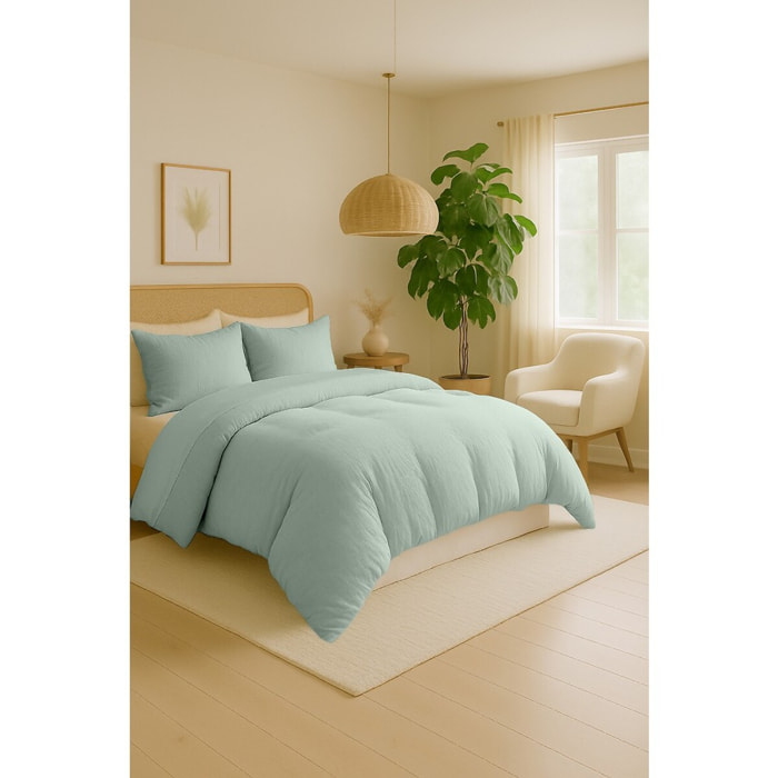 Parure housse de couette gaze de coton amande