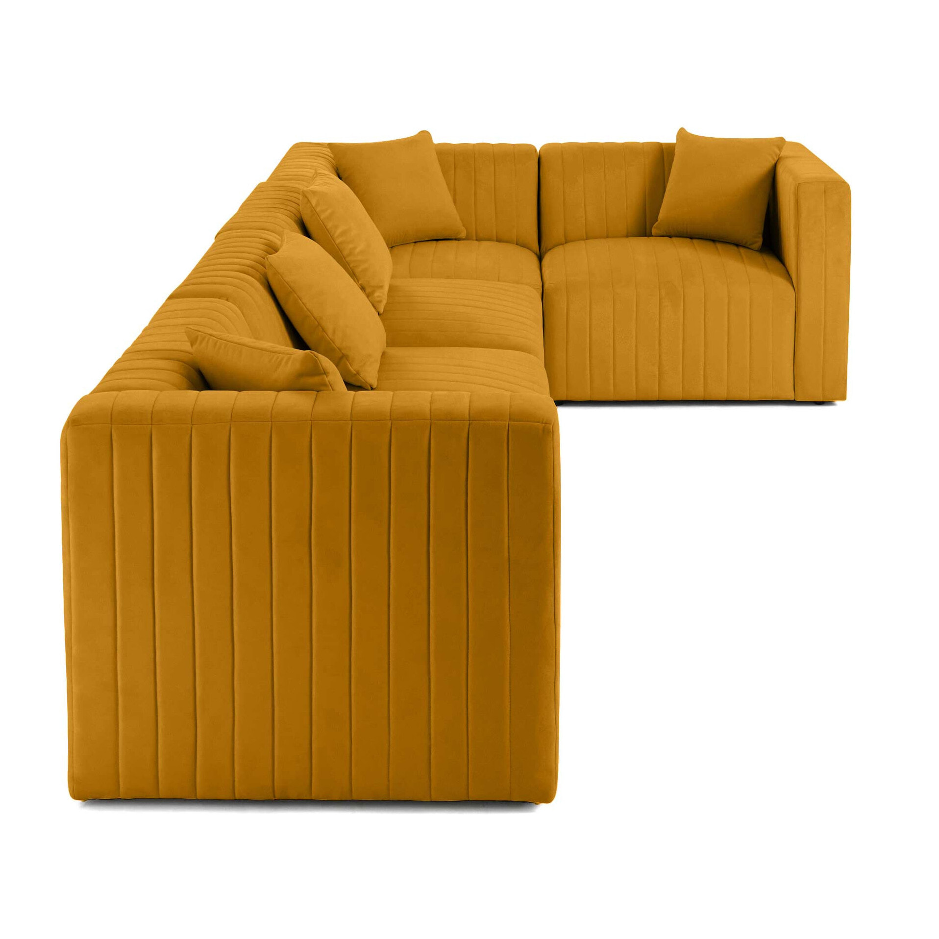 Nova - canapé modulable d'angle réversible - 6 places - en velours - Jaune