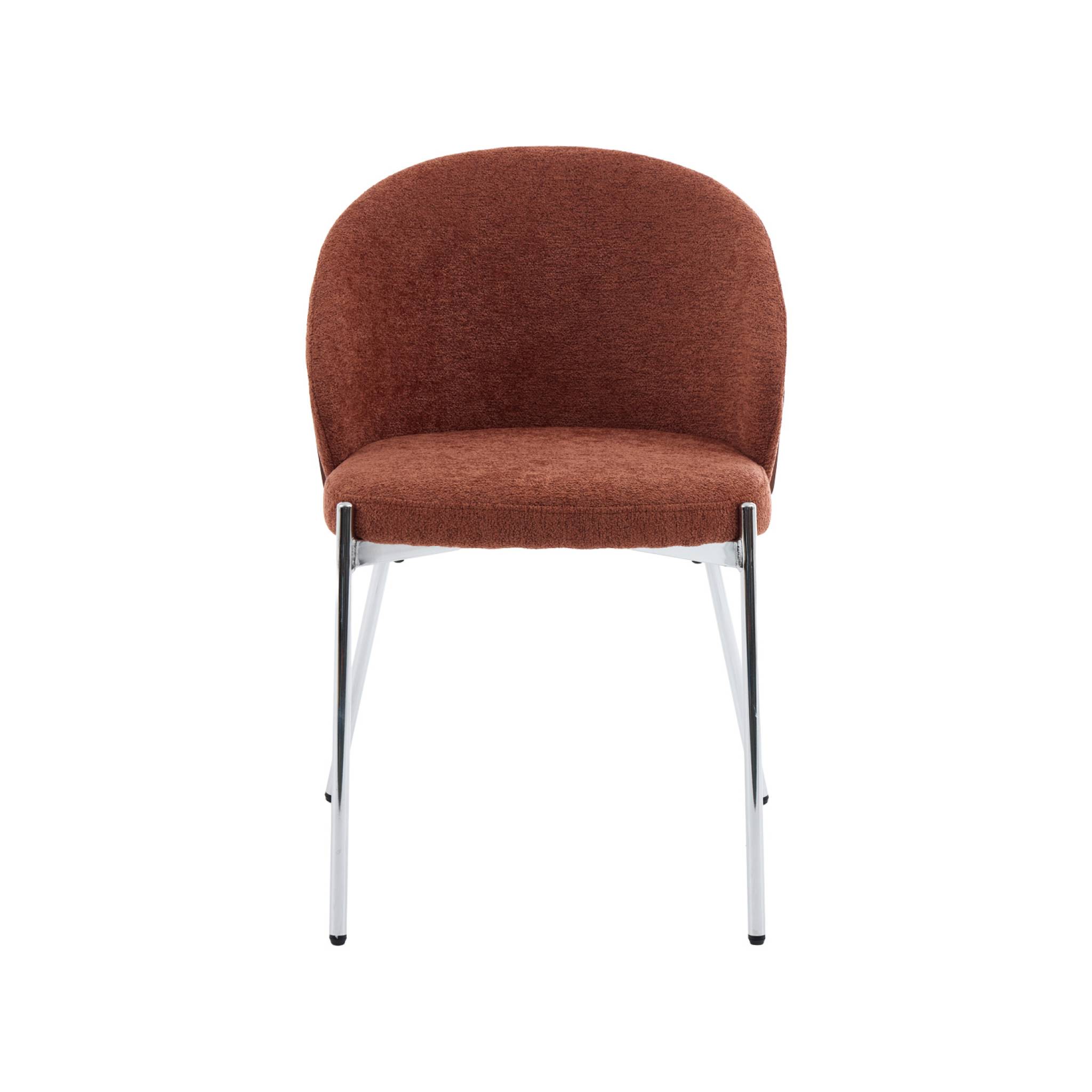 Chaise bois de peuplier teinté noyer, acier et tissu texturé (lot de 2) PAUL