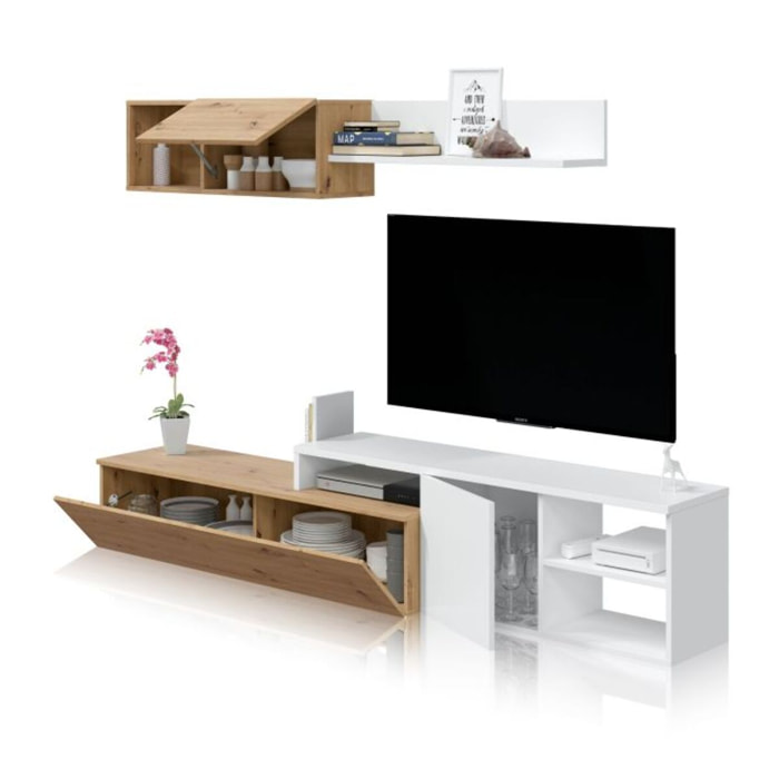 Salón Kate Blanco Artik (Blanco Mate) - Roble Nodi