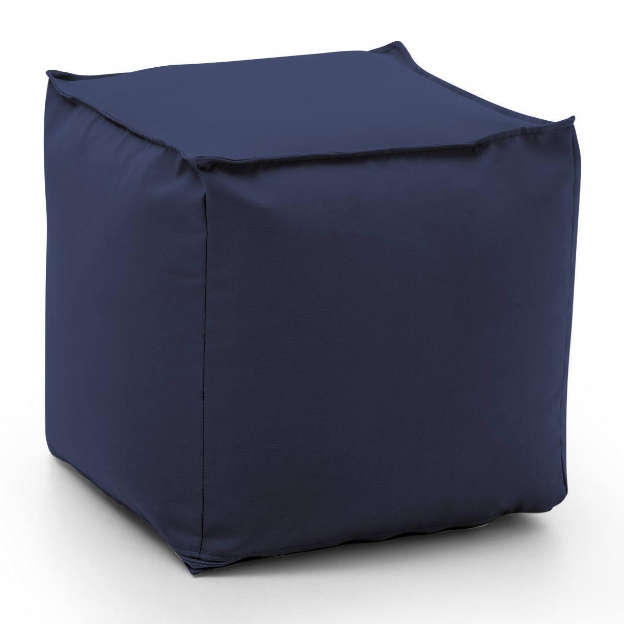 Pouf Annalaura, Pouf multifunzione, 100% Made in Italy, Poltroncina relax in tessuto imbottito, Cm 45x45h45, Blu