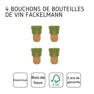 Lot de 4 bouchons en liège Fackelmann Gamme Zéro