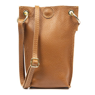 Aidone Borsa a tracolla da donna. Pelle autentica finitura dollaro.