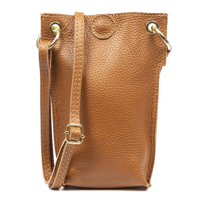 Aidone Borsa a tracolla da donna. Pelle autentica finitura dollaro.