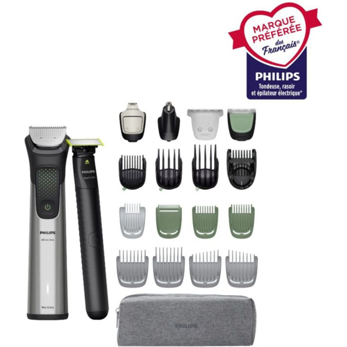Tondeuse multi usages PHILIPS MG9557/15 Series 9000, 27 hauteurs de coupe, précision 0,2 mm, autonomie 120 mn
