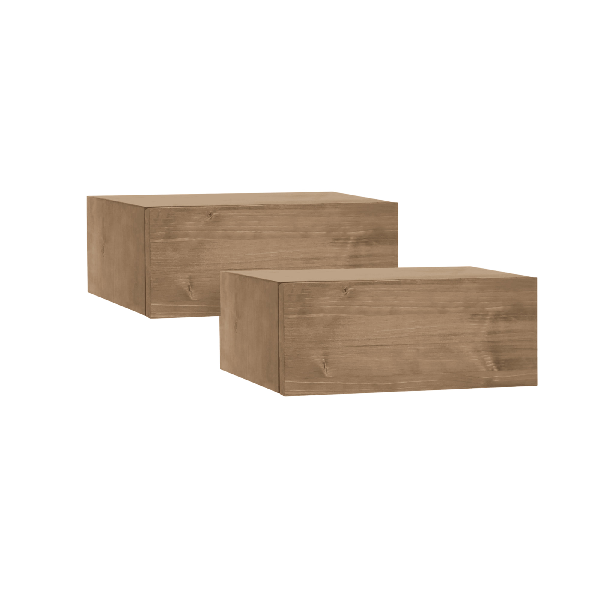 Pack de deux chevets flottants en bois massif chêne foncé 15x40cm Hauteur: 15 Longueur: 40 Largeur: 25.5
