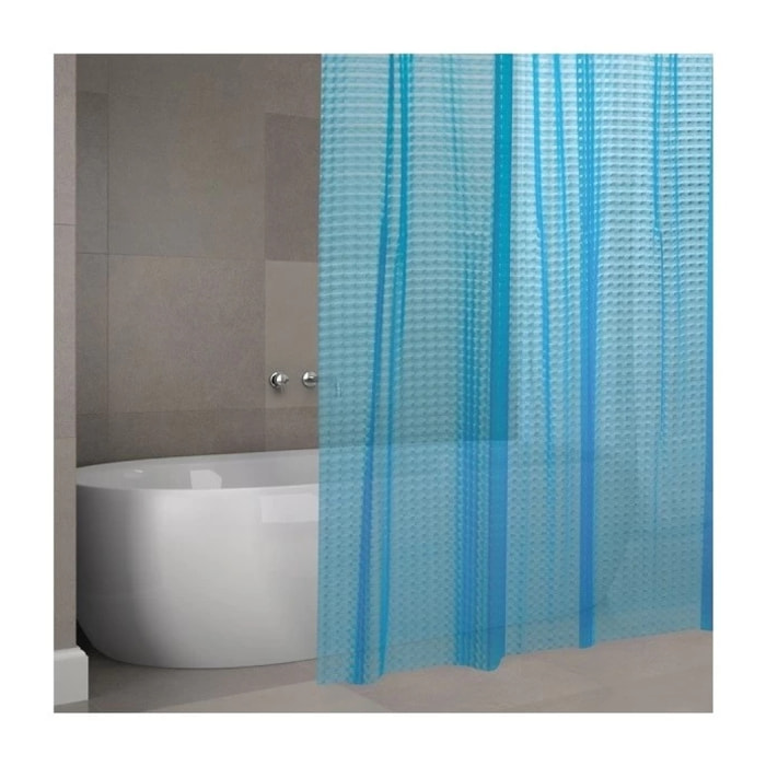 Rideau de douche EVA 3D 180x200cm QUALITà PREMIUM Bleu - Anneaux inclus MSV