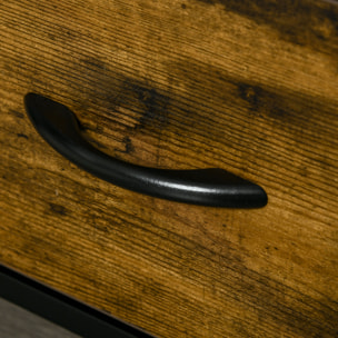 Mueble Organizador Cajonera de Tela con Cajones Plegables Estante Abierto y Marco de Acero Estilo Industrial para Salón Recibidor Dormitorio 45x40x70,5 cm Marrón Rústico