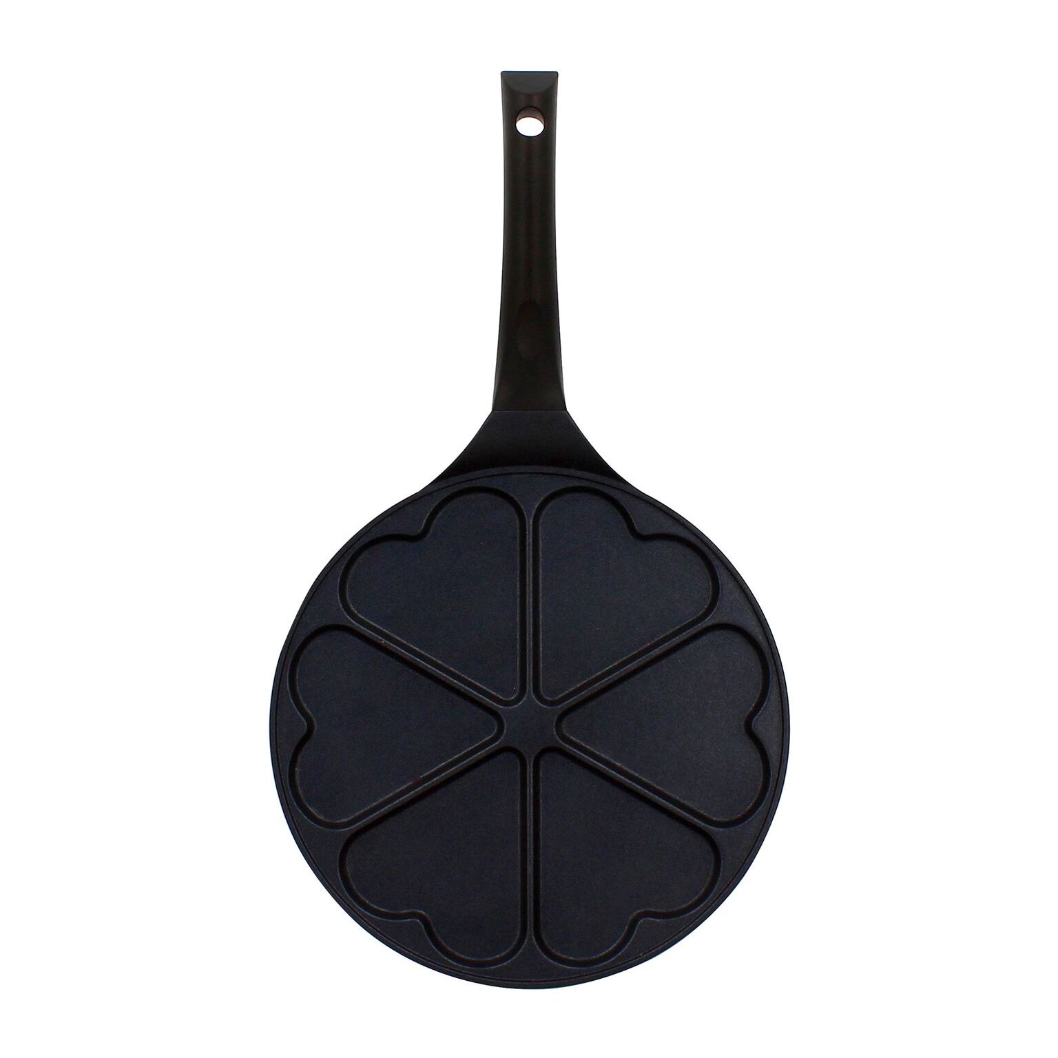 Poêle à pancake 26cm en aluminium en forme de cœur noire - tous feux