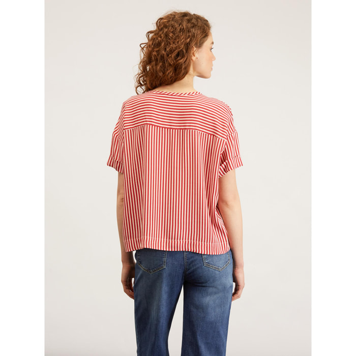 Motivi - Blusa vaporosa de rayas - Rojo