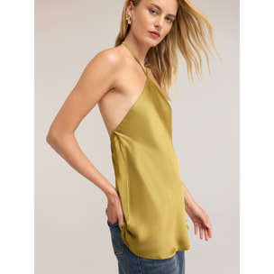 Motivi - Top de raso con escote halter - Verde claro