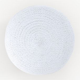 Pouf rond en jute, rayures blanches D40 cm - Billy