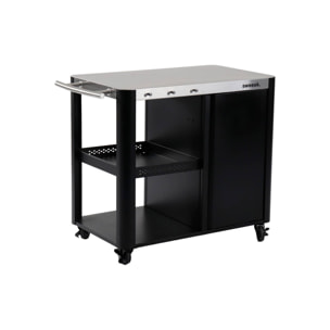 Desserte extérieure ANDY noire mat en acier inoxydable 94.5 cm avec tablette rabattable. L 156 x l 49.5 x H 80 cm
