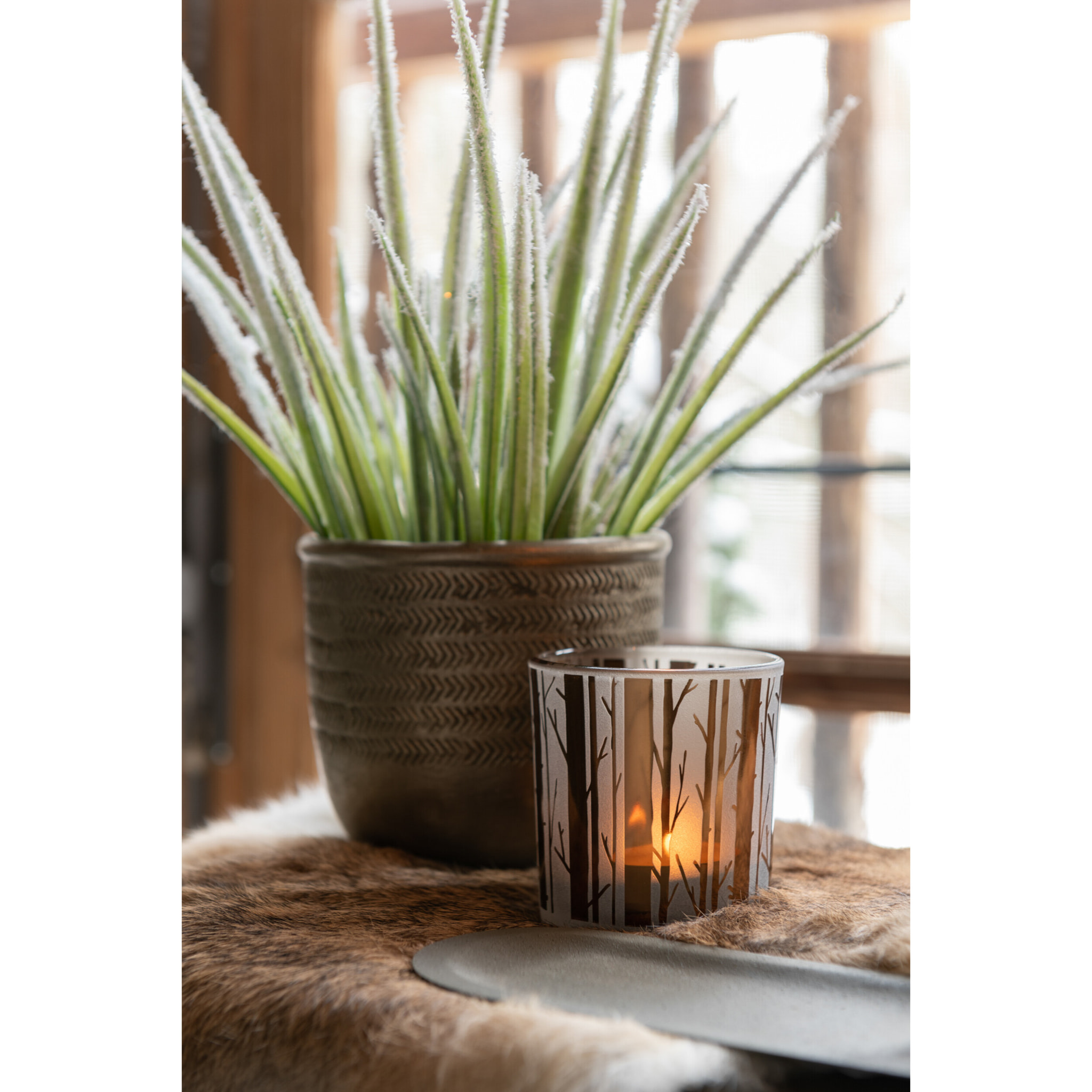 J-Line photophore Arbre - verre - marron - small - 2 pcs