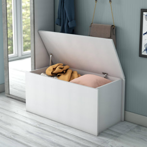 Baule Miltonia, Capiente box contenitore multiuso, Cassapanca moderna, 100% Made in Italy, Cm 90x45h45, Bianco