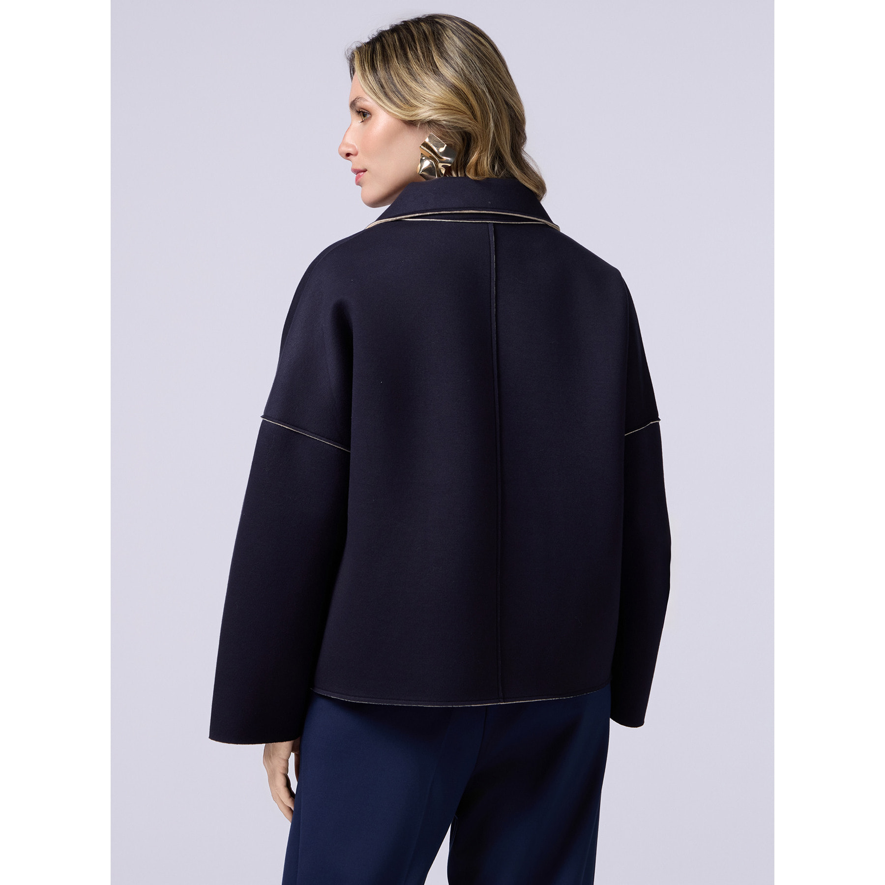 Oltre - Giacca corta in tessuto scuba - Blu