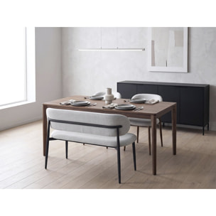 Banc de salle à manger en tissu - 110 cm - "Sélène" - 3 places - Gris clair et Noir