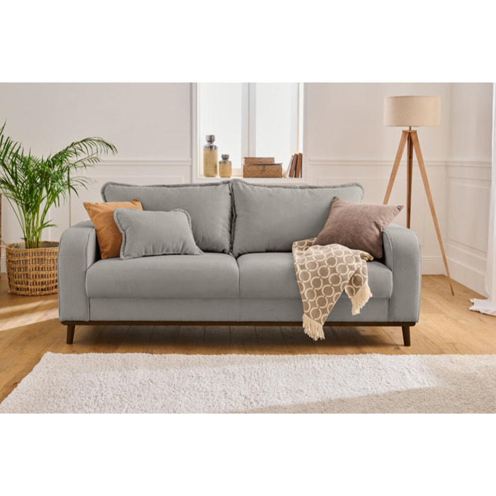 Albane - canapé 3 places - en velours côtelé - Gris clair