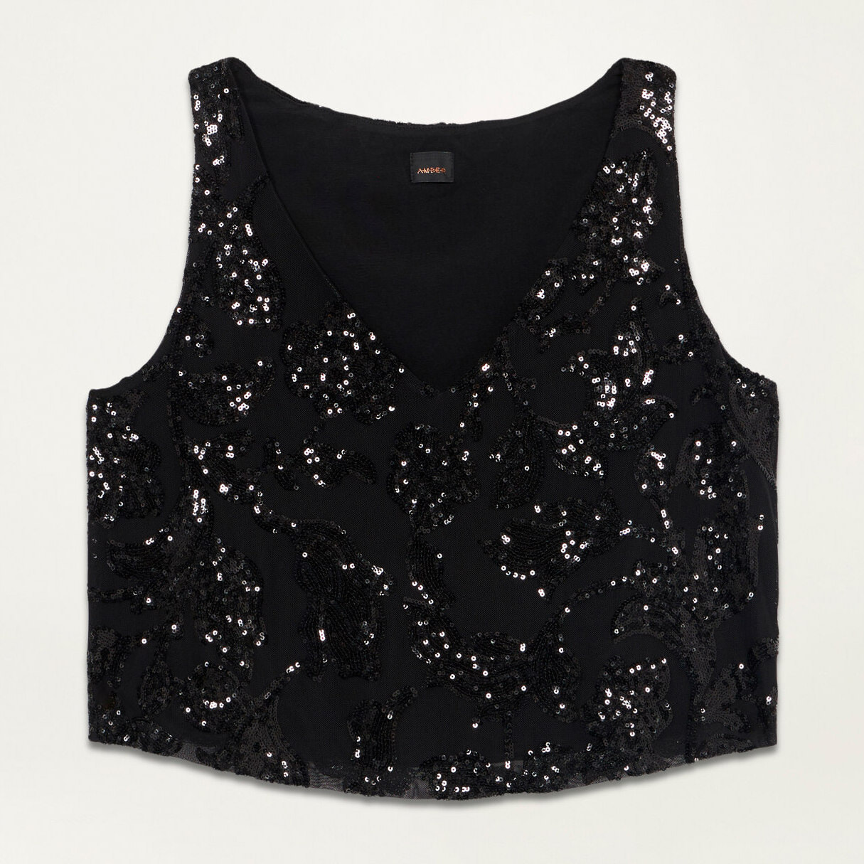 Oltre - Crop top in tulle and sequins - Negro