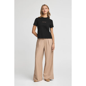 Camiseta negra de manga corta y corte boxy con logotipo brillantes Polo Club