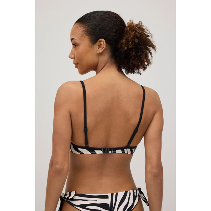 Top bikini con stampa animalier e dettaglio drappeggiato