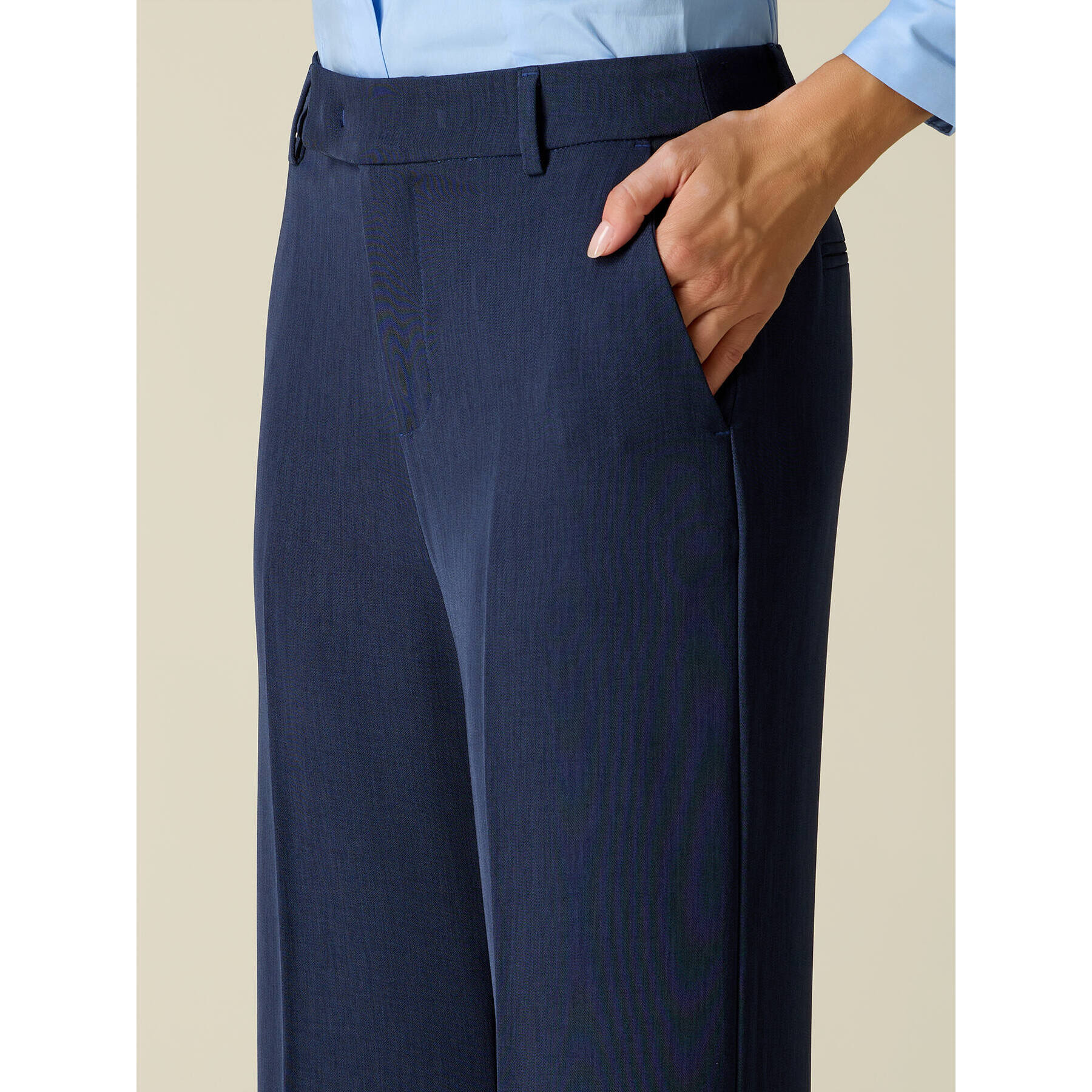Oltre - Pantaloni palazzo tinto filo - Blu