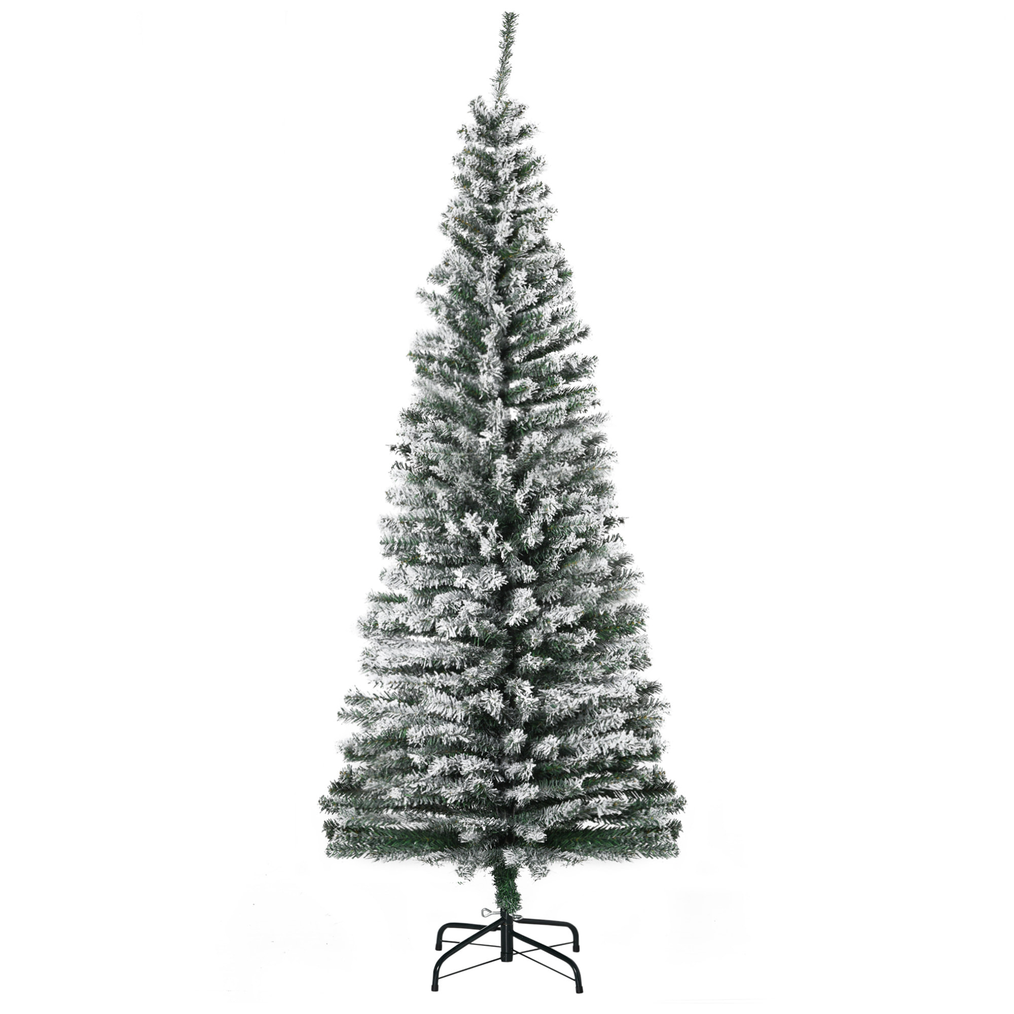 Árbol de Navidad 180 cm Árbol de Navidad Artificial Nevado con 492 Ramas y Soporte de Metal Árbol Navideño para Salón Verde y Blanco
