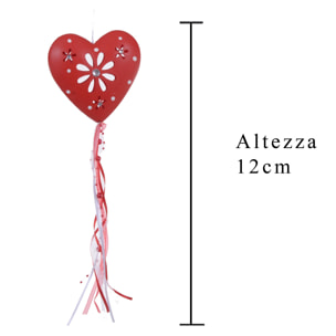 Cuore Con Pois. Altezza 12 Cm - Pezzi 6 - 12X3X12cm - Colore: Rosso - Bianchi Dino - Articoli Natalizi