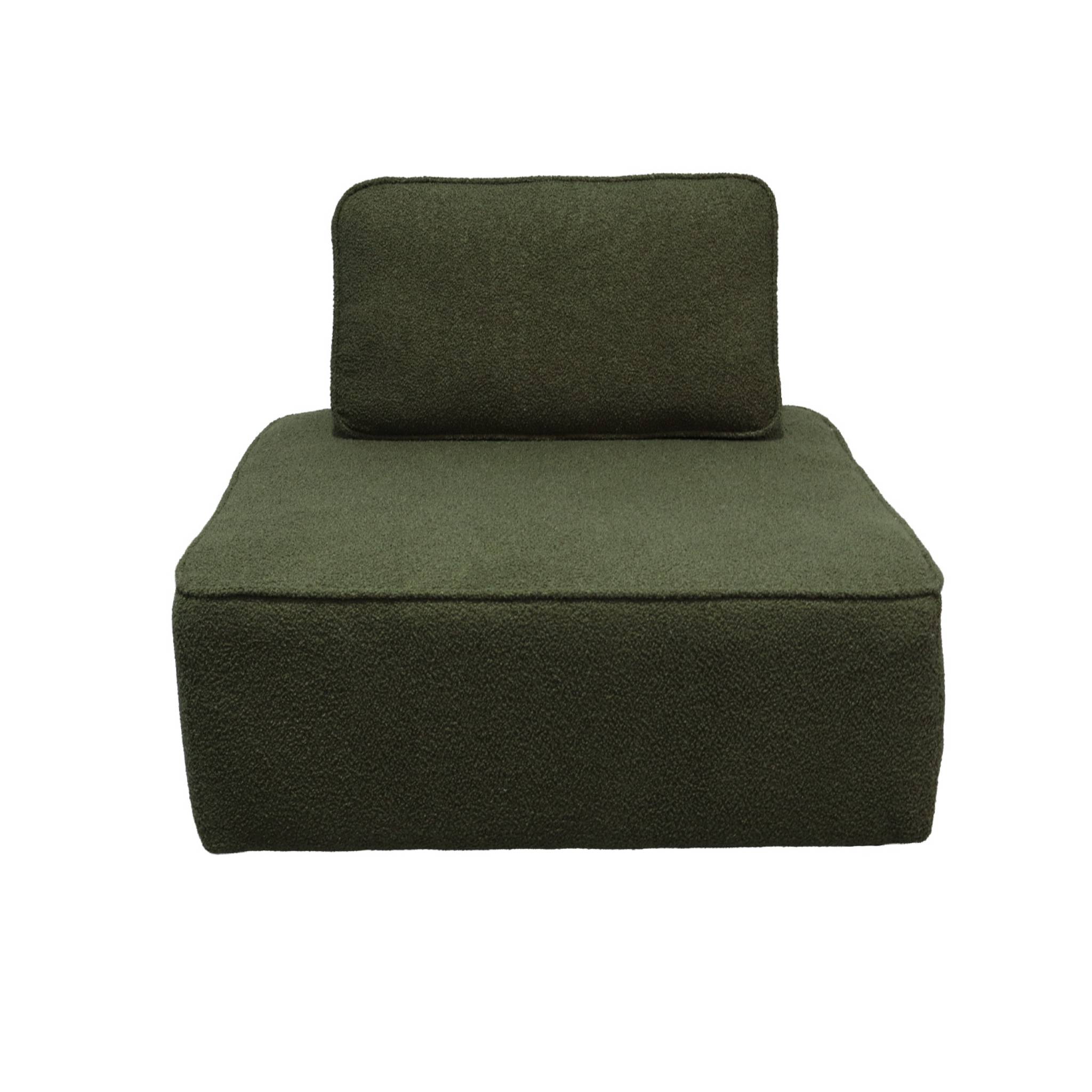 Lot de 2 chauffeuses pour canapé modulable tissu bouclette kaki 1 place Bao. L 90 x P 90 x H 74cm