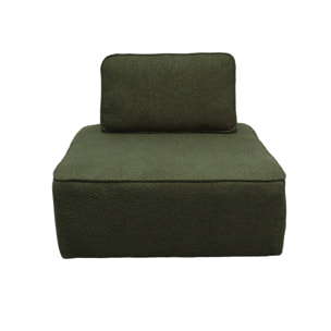 Lot de 2 chauffeuses pour canapé modulable tissu bouclette kaki 1 place Bao. L 90 x P 90 x H 74cm