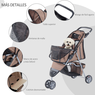 Cochecito Plegable con Ruedas 360Âº de Oxford 75x45x97cm Café