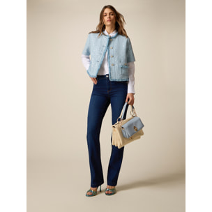 Oltre - Jeans regular in denim con rivetti decorativi - Blu