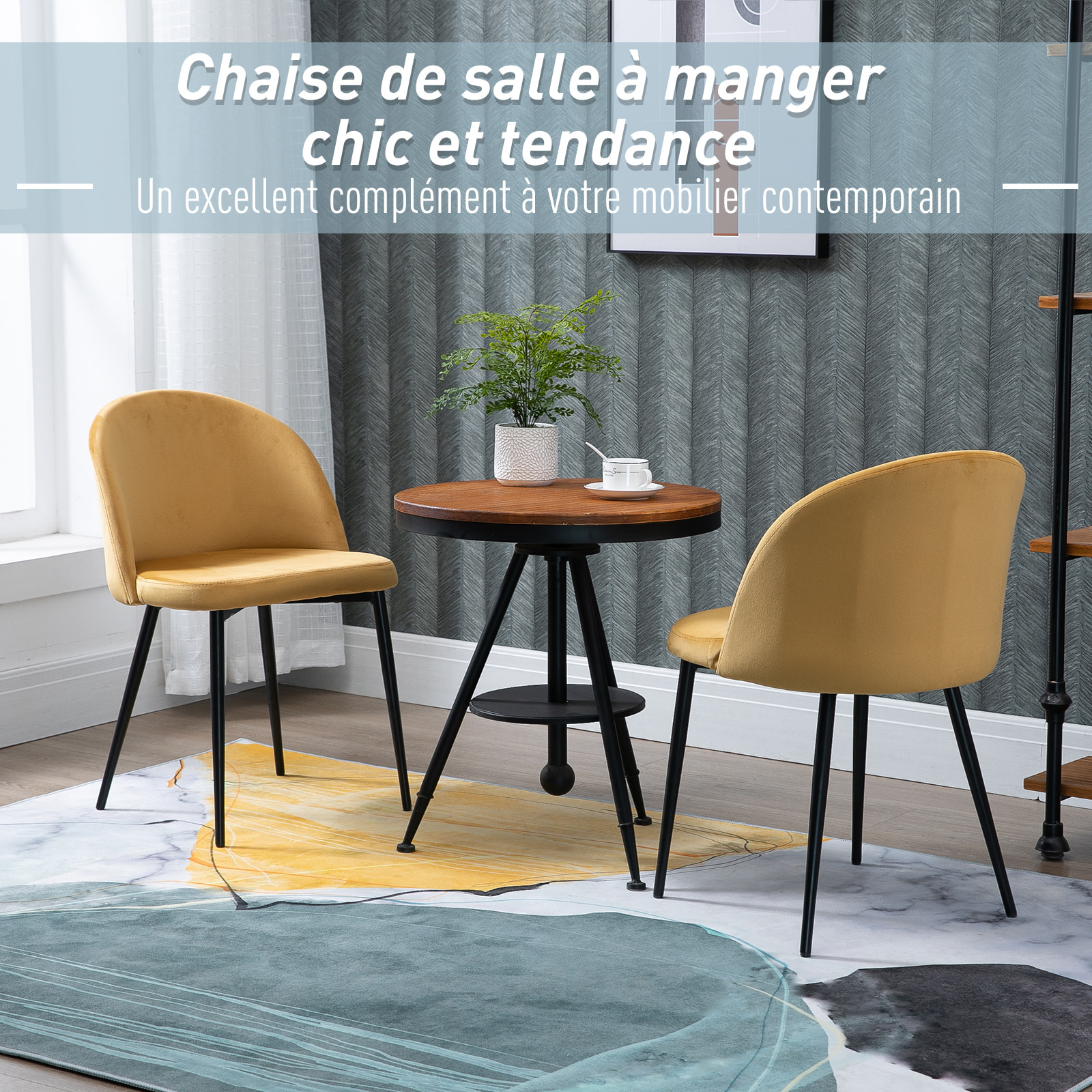 Lot de 2 chaises de visiteur design scandinave velours