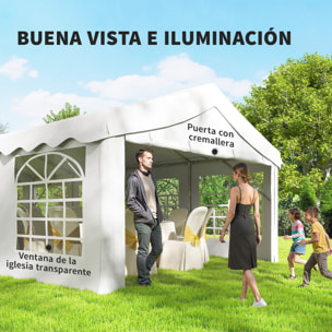 Carpa para Fiesta 4x8 m, Carpa de Jardín con Estructura de Acero Galvanizado, Paredes Laterales Extraíbles, Puerta con Cremallera y Ventanas, UPF50+, Cenador Gazabo para Boda, Eventos, Blanco